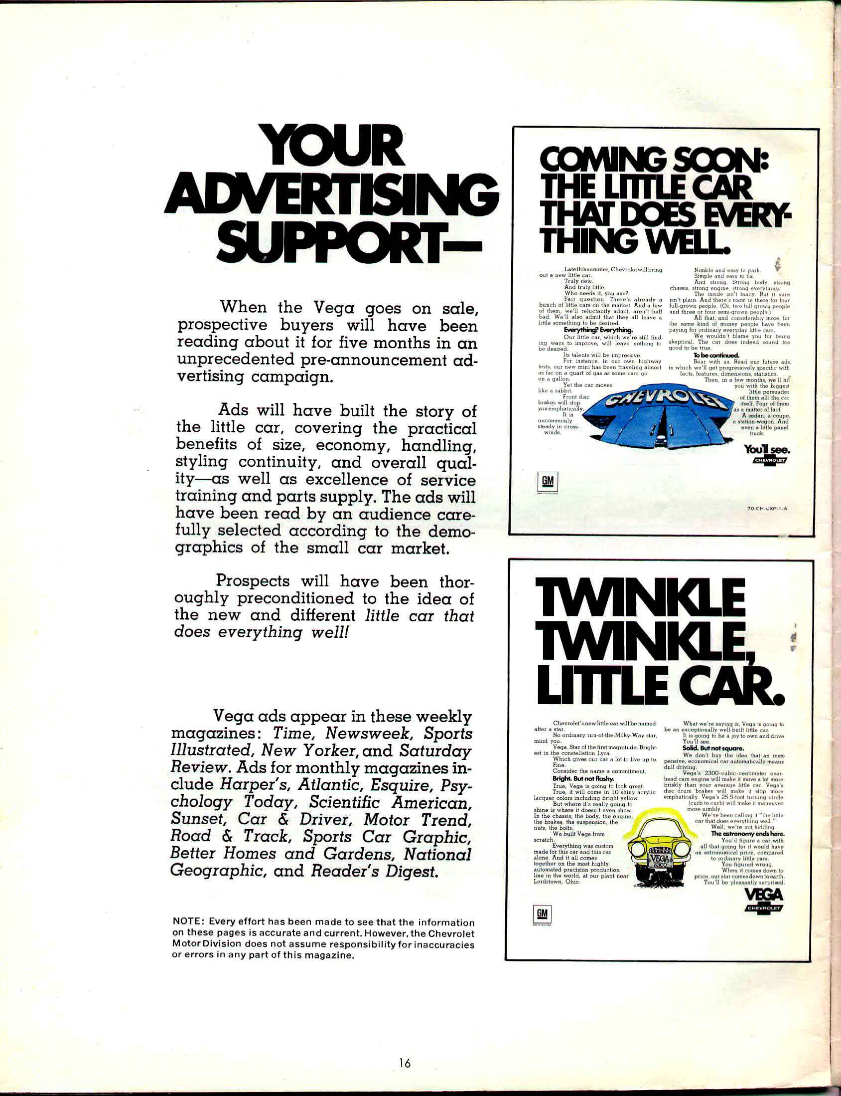 1970 Chevrolet Vega Booklet Page 15
